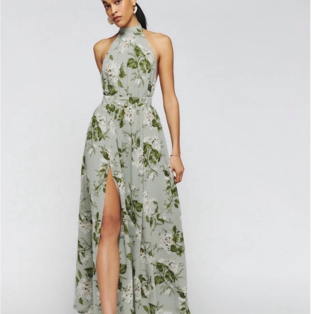 Reformation Andee Dress Floral Maxi Dress in Sage Green
